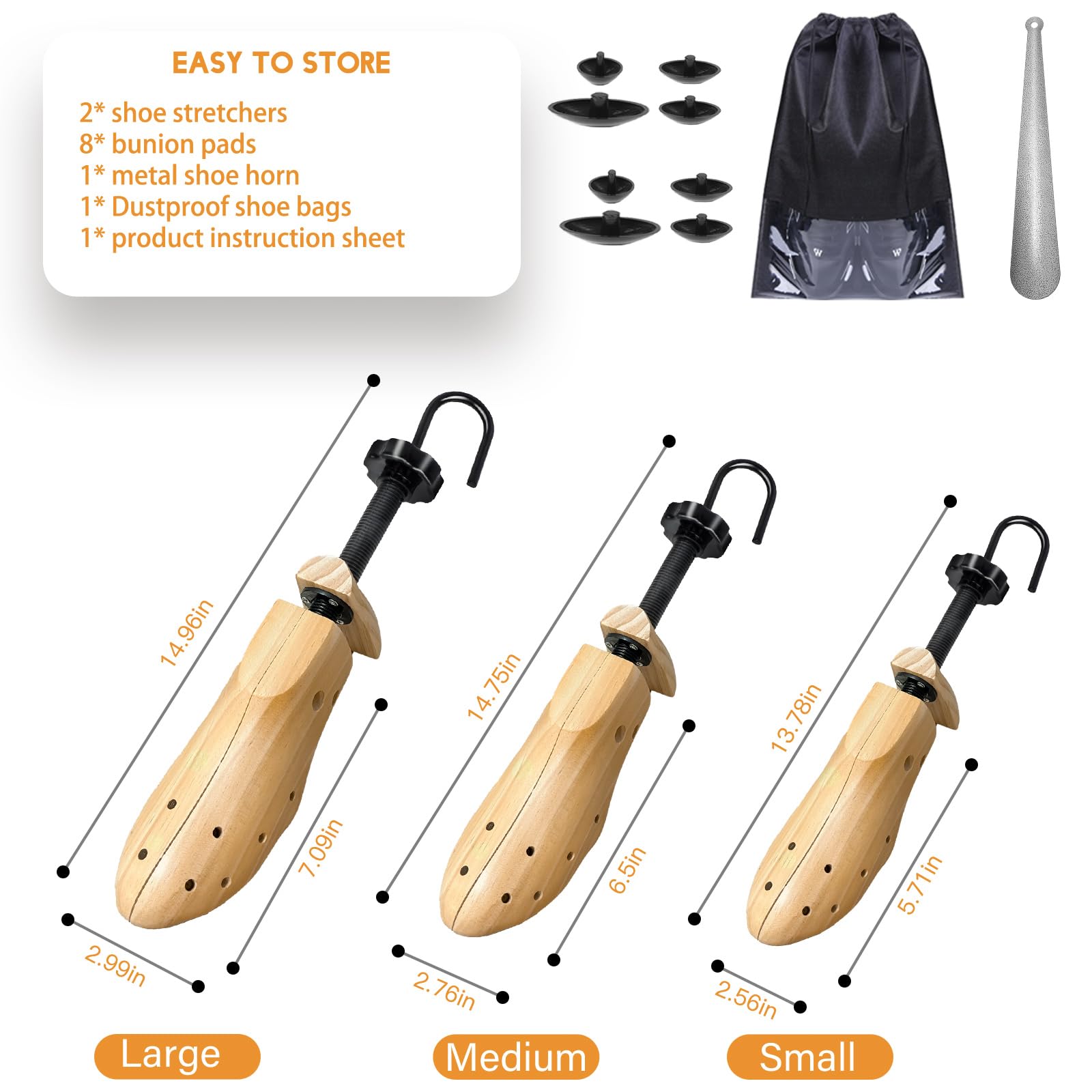Schuhspanner aus Holz, für Damen und Herren, professioneller 4-Wege-Schuhspanner aus Holz, Stretch-Länge, Breite für breite Füße