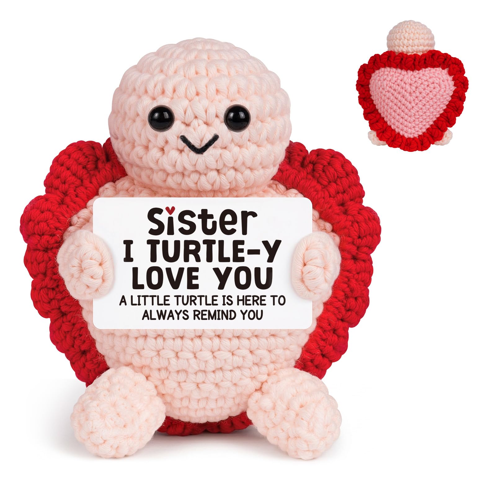 GoMelley Sister Birthday Gifts, Love You Crochet Turtle Gifts for Sister