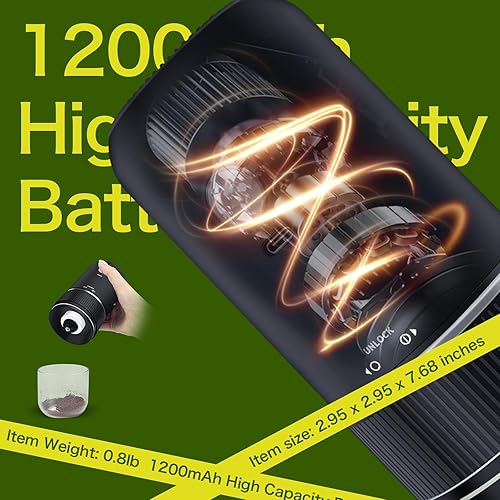 Miniatura 2 de Molinillo de café portátil, molinillo de café eléctrico recargable USB-C con cepillo de limpieza, molinillo de café con rebabas cónicas para uso