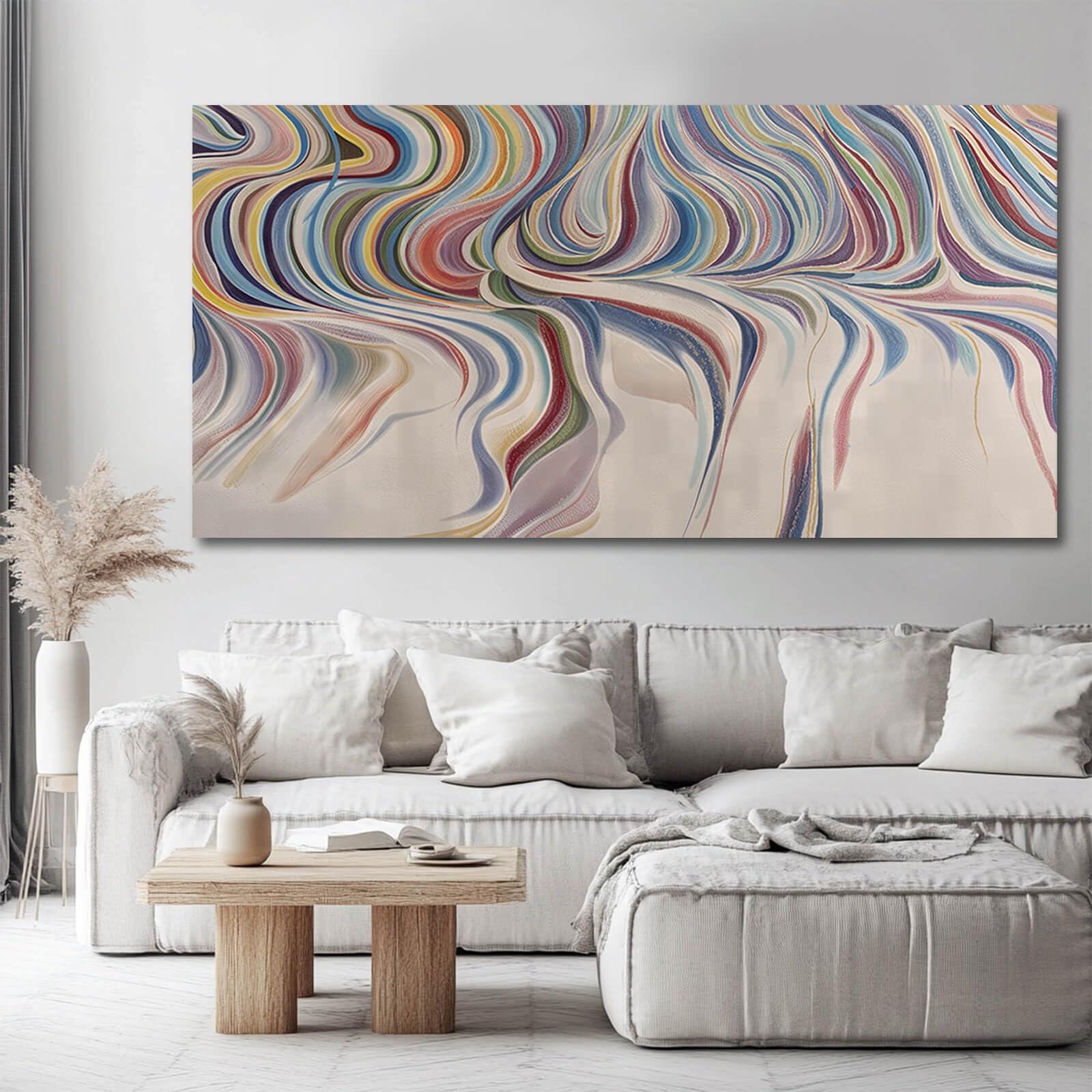 Condition photo showing New/Like New for YETHEN WAL Rainbow Swirl Wall Art Colorful Abstract Canvas Prints Modern Fluid Artwork for Living Room Bedroom Office Decor 24x48 Inch
