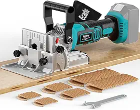 Ecarke Marcador de biscoito sem fio compatível com bateria Makita de 18 V, kit de marceneiro inclui 80 wafers e saco de pó, 11000 RPM, corte de 0-90°, 6 configurações de profundidade, para marcenaria