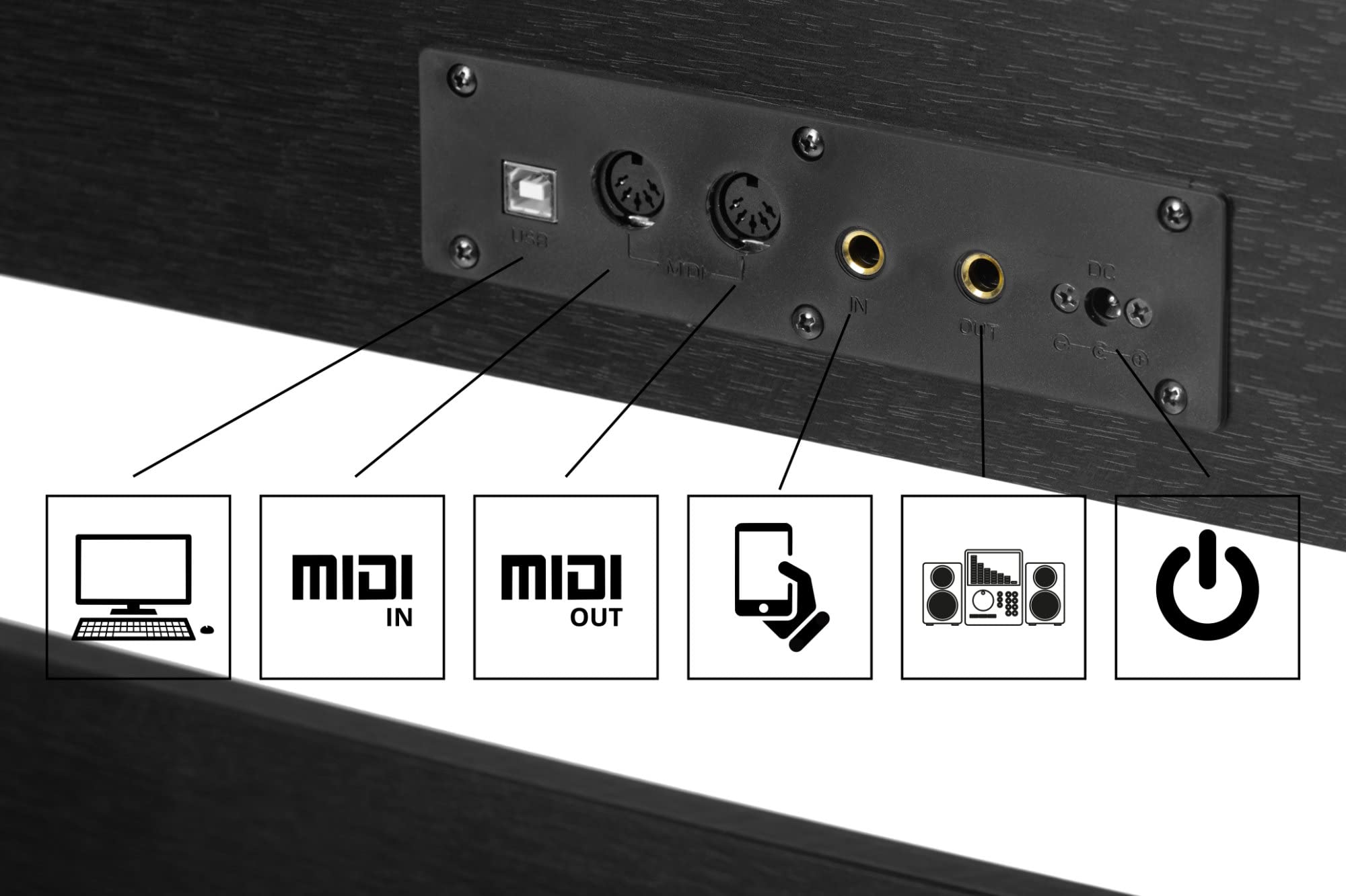 McGrey DP-18 SM Pianoforte Digitale Nero Opaco - 88 Tasti Tastiera con azione a martello - Pianola musicale con USB, 128 suoni, 128 polifonie, 3 pedali - Piano digitale Set con Panca e Cuffie