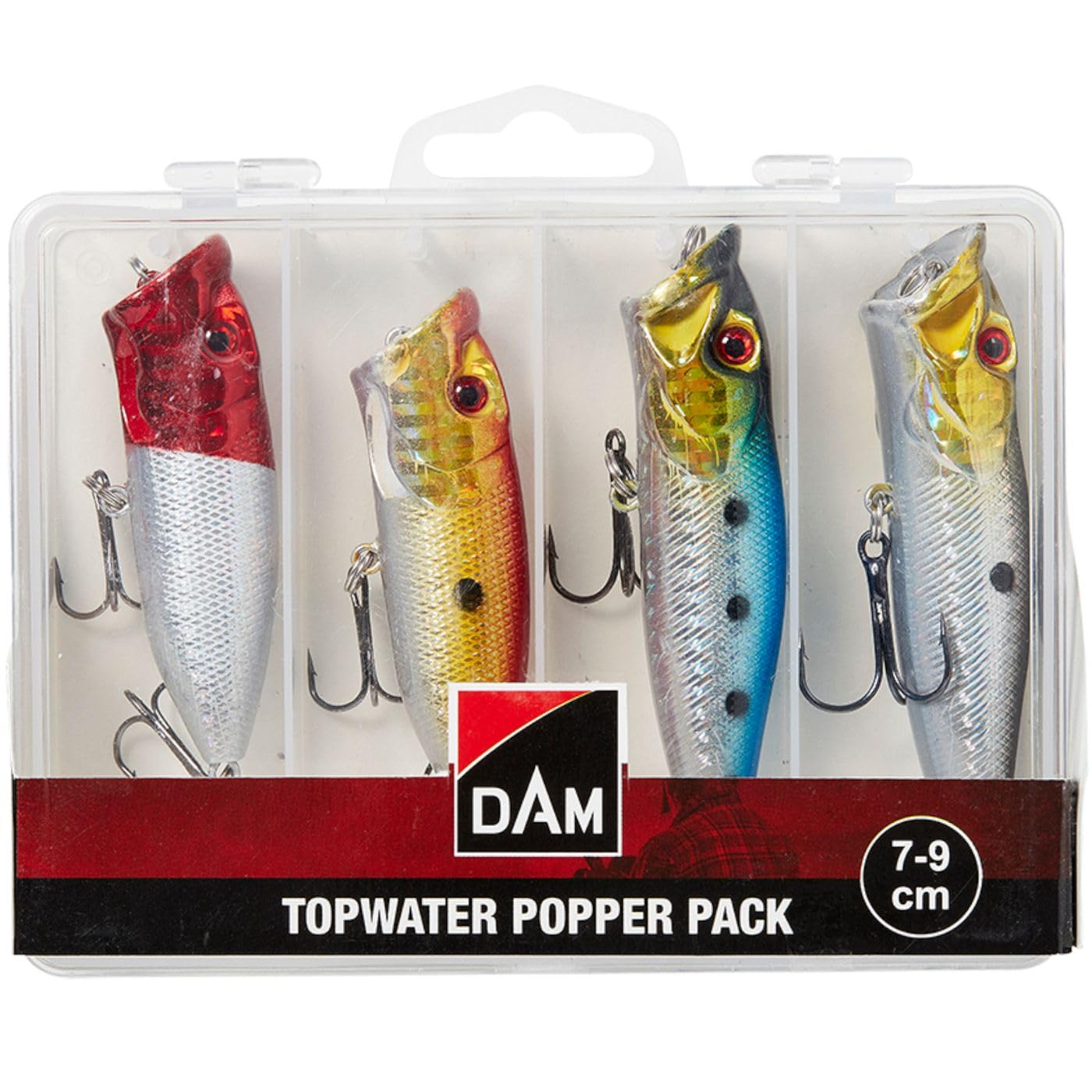 DAM Topwater Popper Pack Inc. Box, Hard Lures, Topwater Popper Pack Inc. Box 7-9 cm