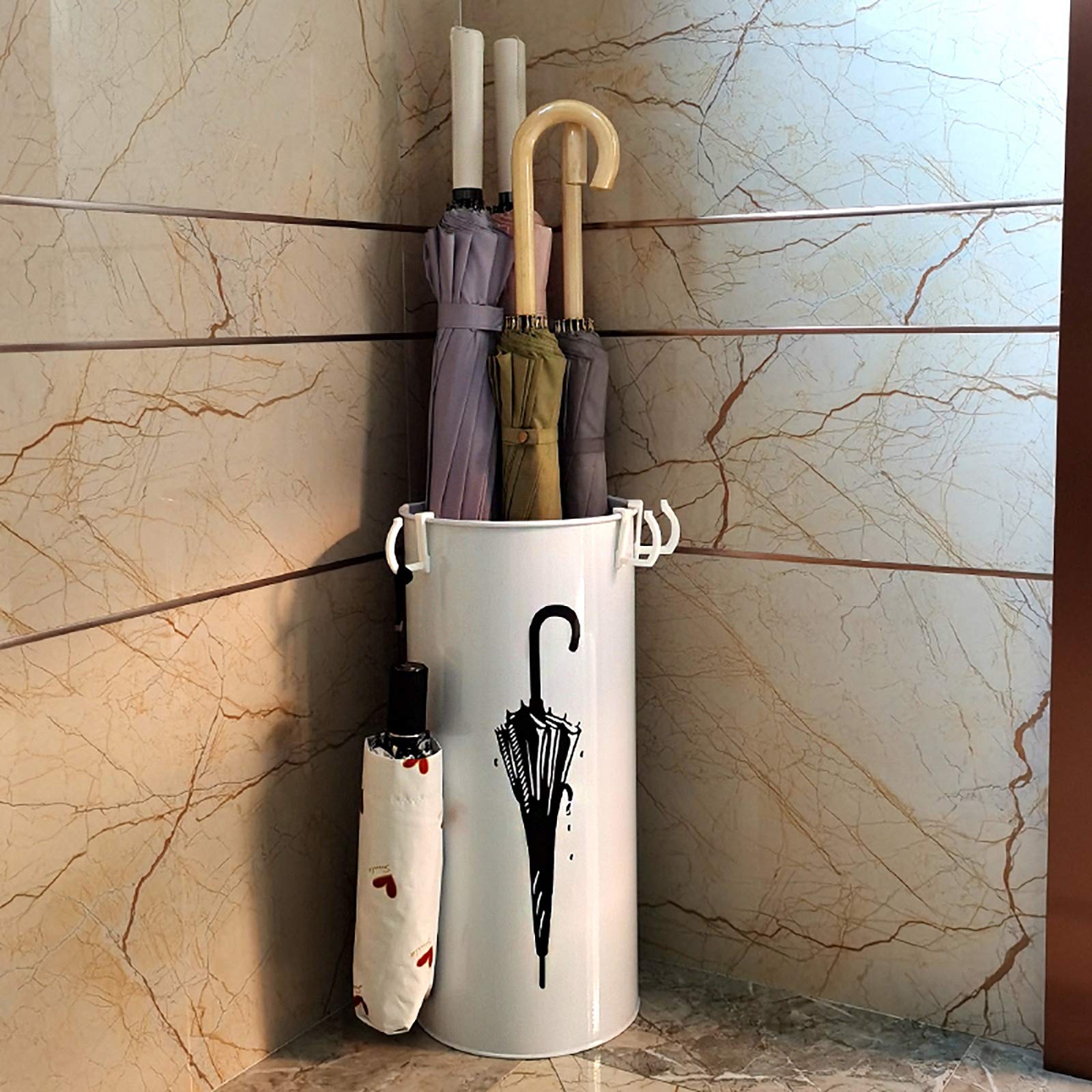Gonmdopy Black Umbrella Stand, Household Umbrella Stand, High Capacity Umbrella Rack