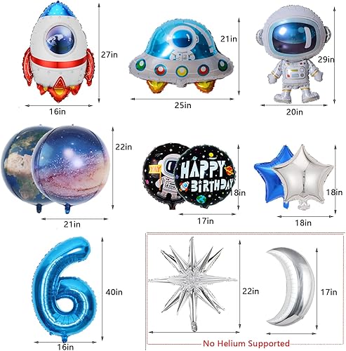 Miniatura 3 de Finypa 12 globos de aluminio de astronauta con temática espacial, suministros de fiesta de cumpleaños del espacio exterior, globos de galaxia para