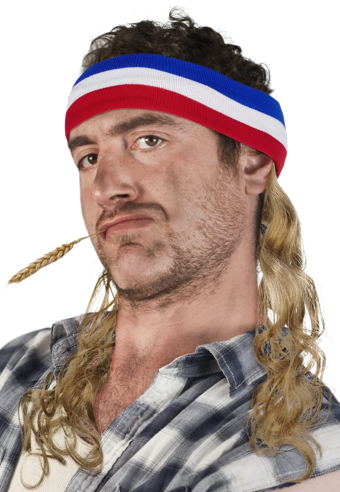 Balinco Mullet Headband with Hair Headband Hillbilly Headband Chav Wig Chav Wig Pimp (Blonde)