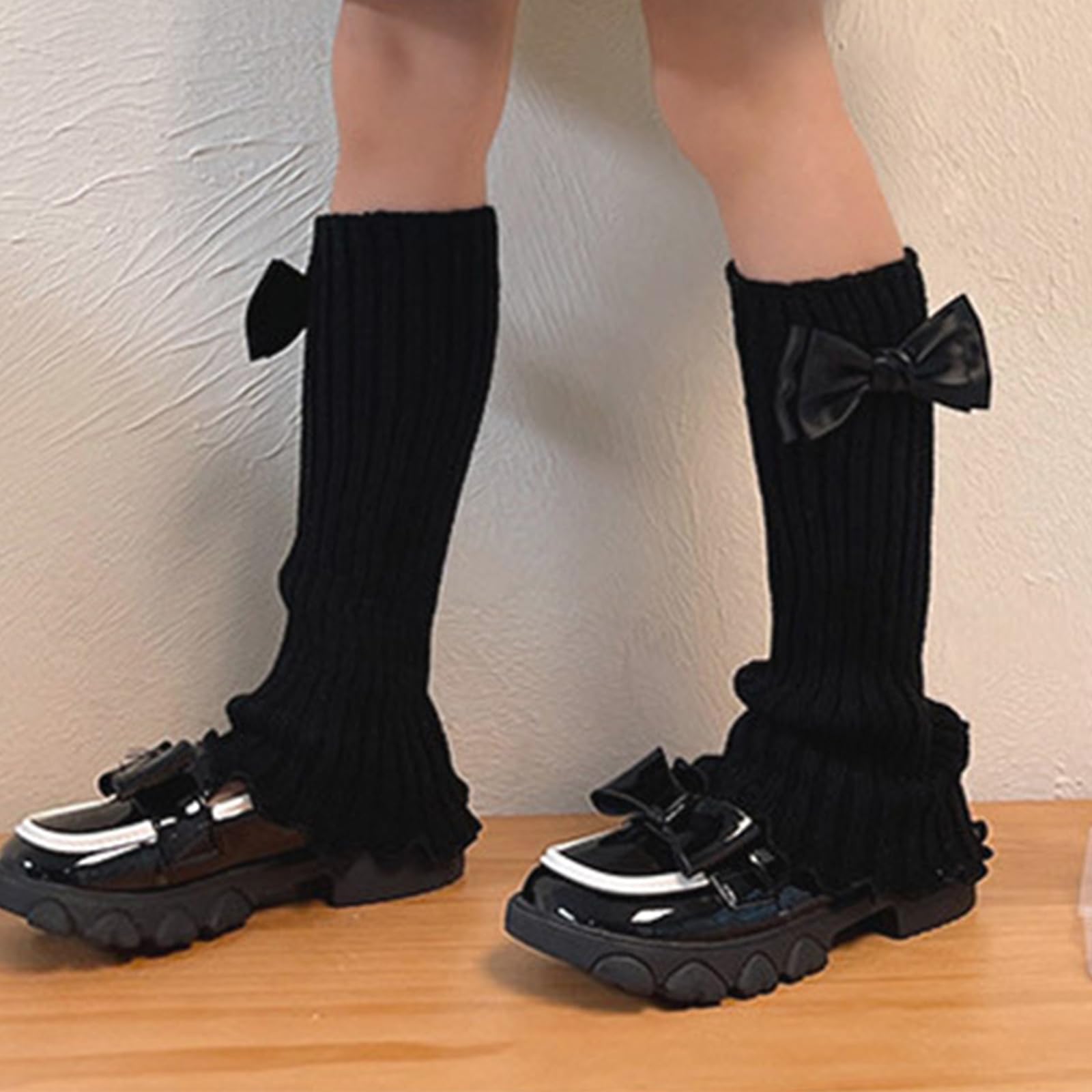 1 paio di scaldamuscoli con fiocco per bambini lavorati a maglia calzini alla moda allentati maniche per gambe alla moda per uso quotidiano bambini sciolti