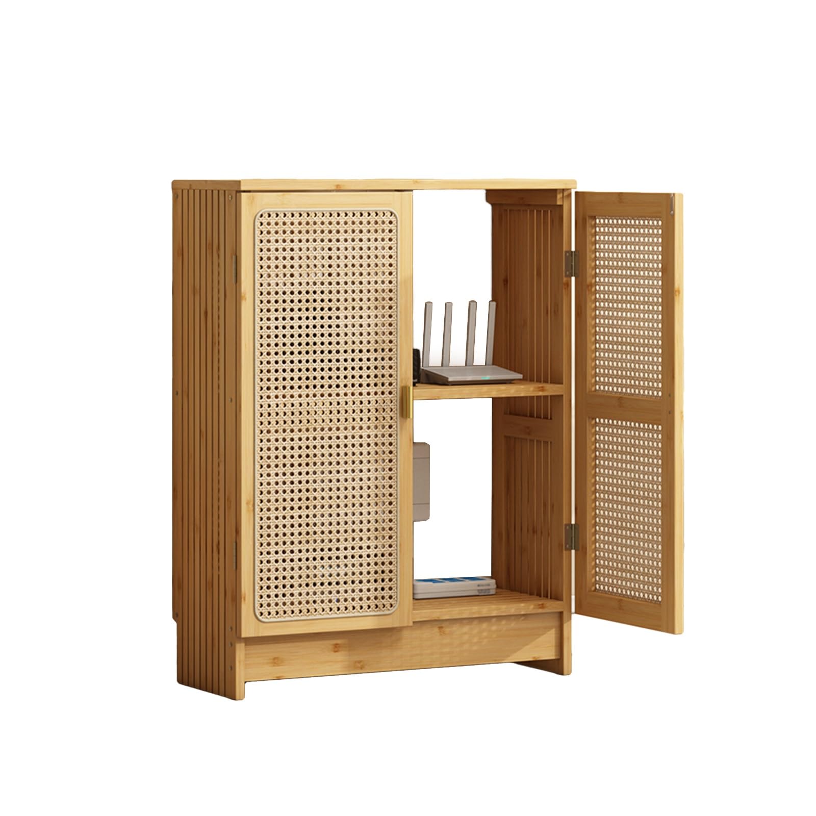 Caja De Almacenamiento WiFi De Bambú, Gabinete De Suelo Para Router Y Modem, Mueble Organizador De Cables Y Regleta, Estante Decorativo Independiente Para Hogar, Sala De Estar U Oficina