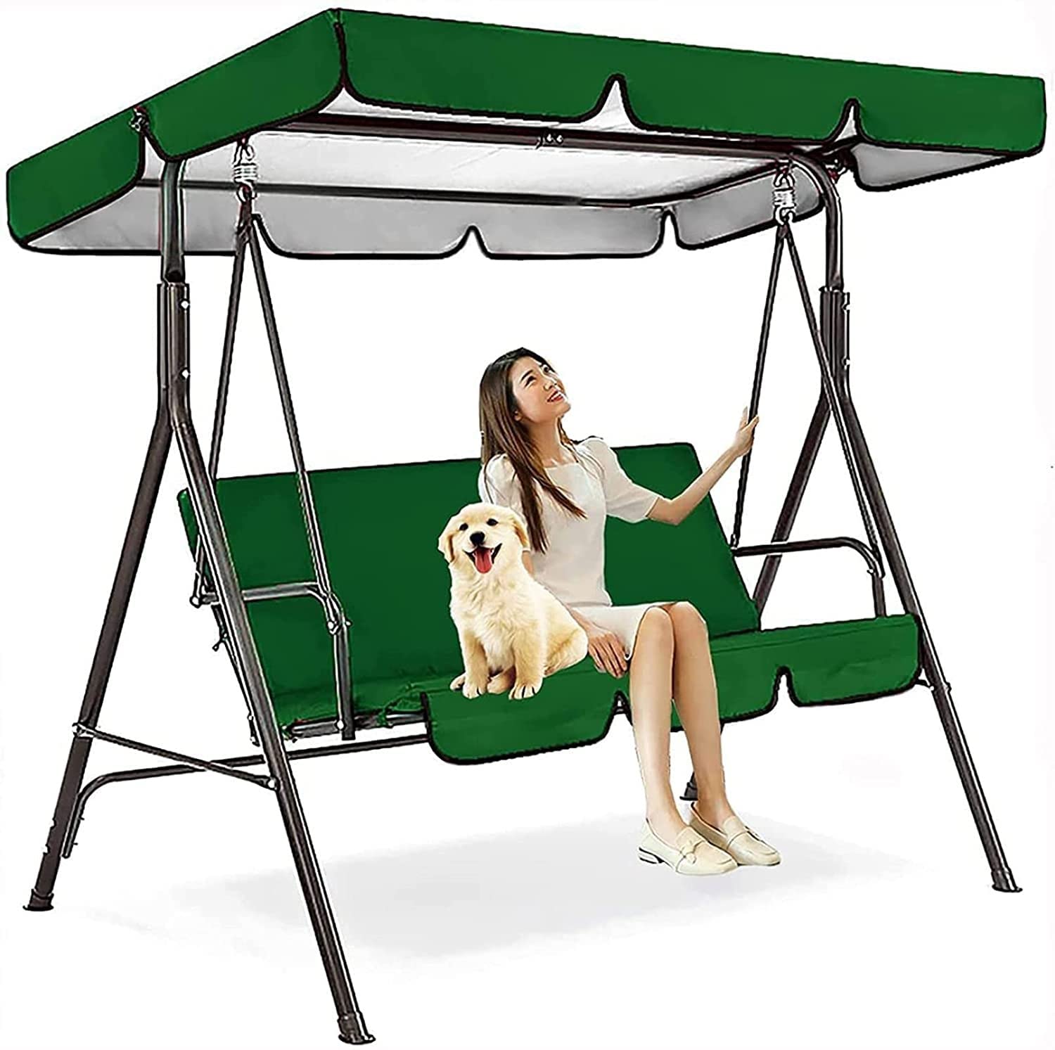 Toldo de Repuesto para Columpio de Exterior Parasol para Patio Juego de Cubierta para Columpio Parasol para Patio y Funda para Cojines Color Verde 75x53x6 Pulgadas.