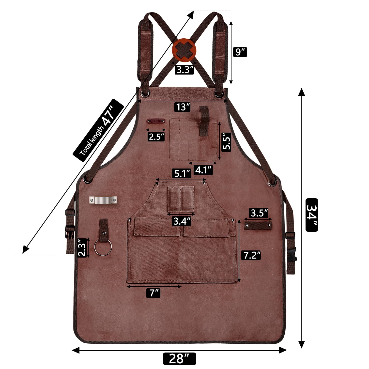 Delantal de carpintería para hombre, delantal de lona de 20 onzas con 9 bolsillos para herramientas, delantal de trabajo de madera resistente para carpintero, carpintero, herrero, regalo para hombres