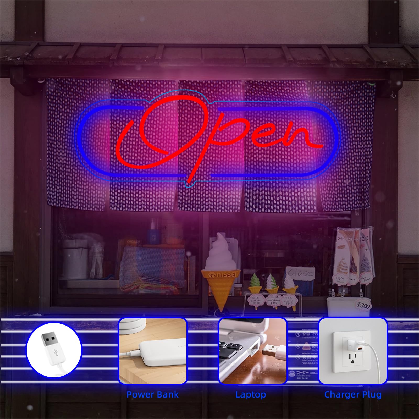 Neonyum OPEN NEON TABELA NEON LED OPEN AÇIK YAZISI CAFE BAR DÜKKAN CAKE SHOP 40