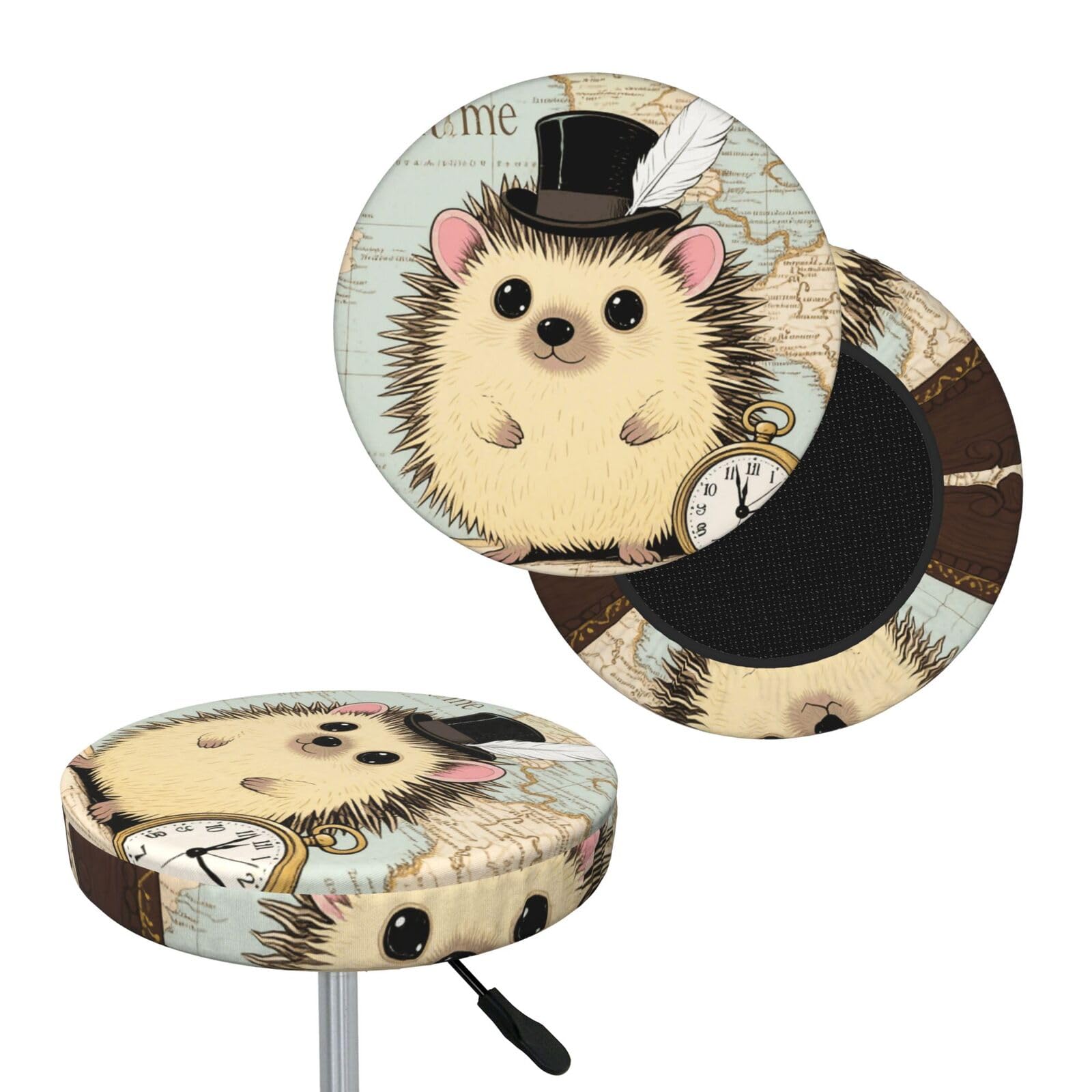 FekiLoot Funny Hedgehog Round Bar Stool Covers Stretch Washable Bar Stool Covers Dustproof Slipcover Bar Chair Covers with Elastic Band for Bar Kitchen Living Room Decor 14 Inch