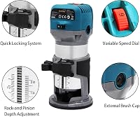 KATSU Tools Elektromos Marógép 710W - Fa Élmaró, Asztali Felsőmaró, Ácsmunkához, Barkácsoláshoz, 0.95 LE Teljesítménnyel 2
