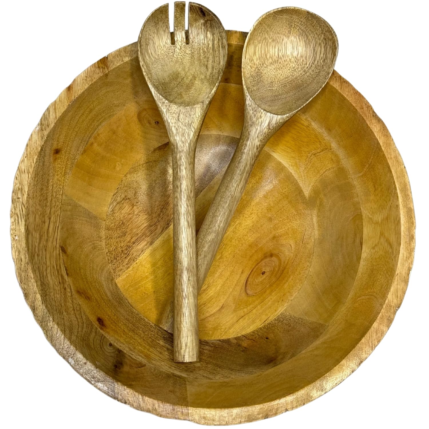 Perilla Home Ensaladera de madera | 12 x 5 pulgadas | Ensaladera hecha a mano con lunares blancos