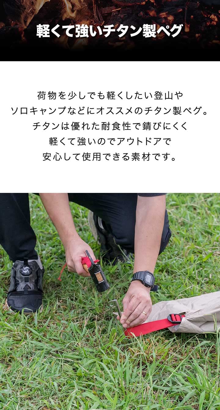 Amazon | FIELDOOR チタンペグ テント用 タープ用 24cm 16本セット