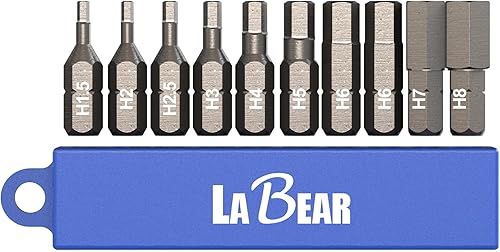 Miniatura 8 de Juego de brocas hexagonales métricas para taladrodestornillador, juego de puntas de destornillador Allen de cabeza hexagonal de 10 piezas. Puntas