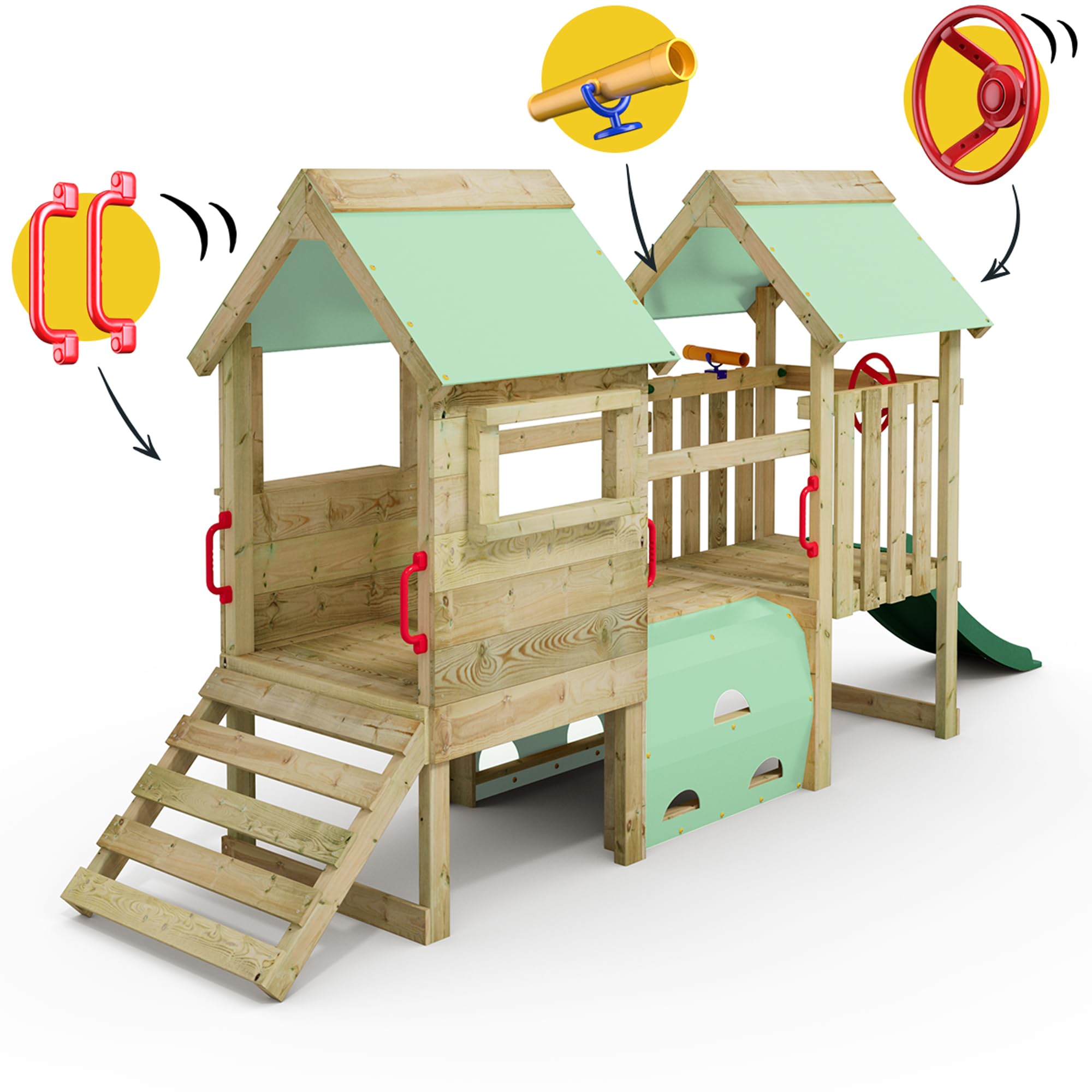 Wickey My First Playground 2 Spielturm, Pastellpink | Klettergerüst, Imprägniertes Massivholz, Mit Rutsche, Mit Plane, Für Kleinkinder