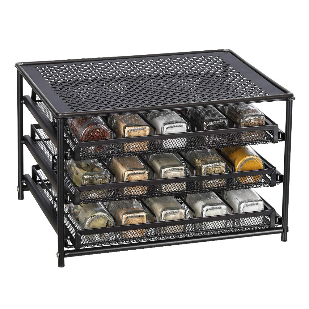 NEX Spice Rack 3 Tier 30-Bottle Spice drawer Organizer for Pantry Kitchen Cabinet, Painting