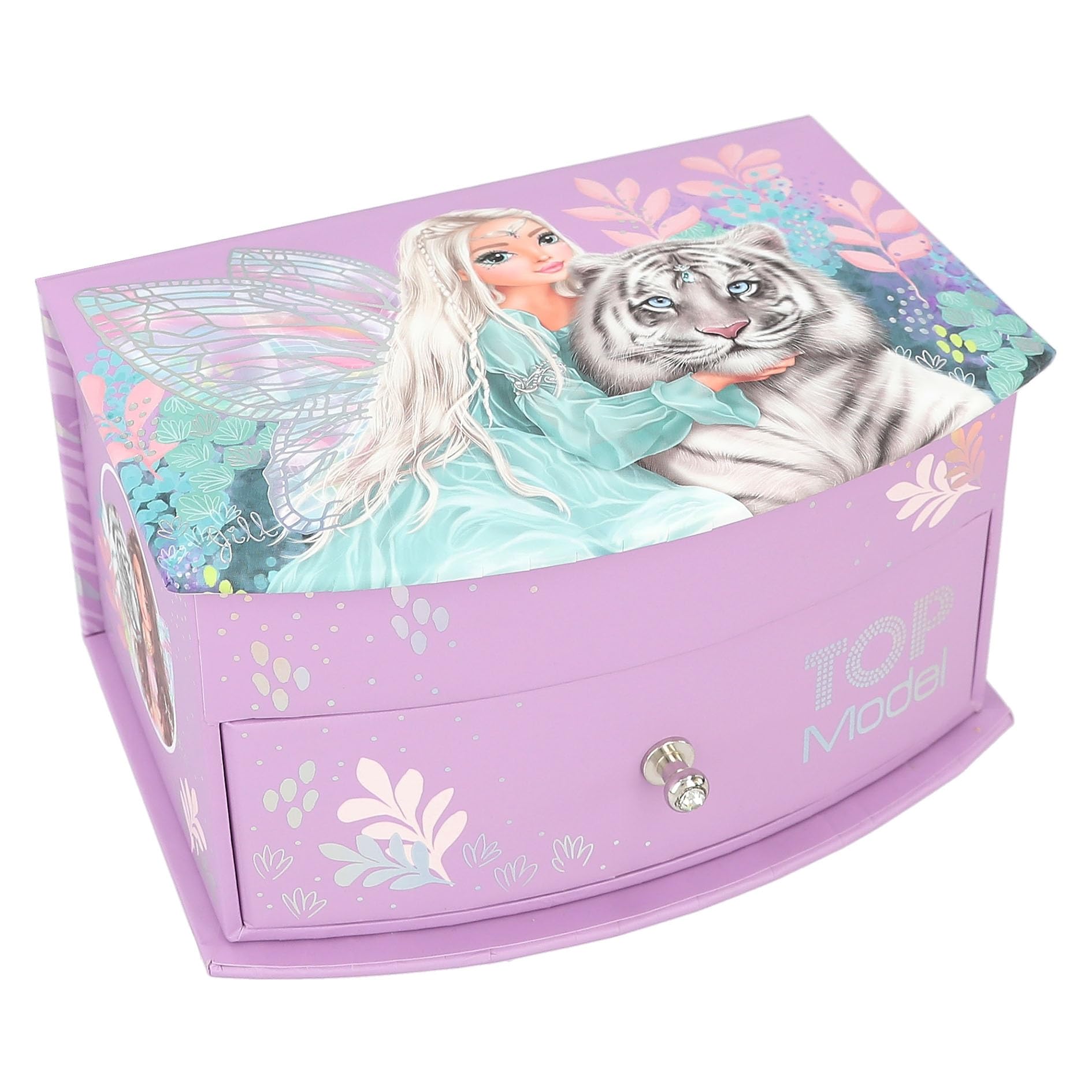 Boîte à Bijoux Lilas TOPModel Fantasy Tiger avec Miroir