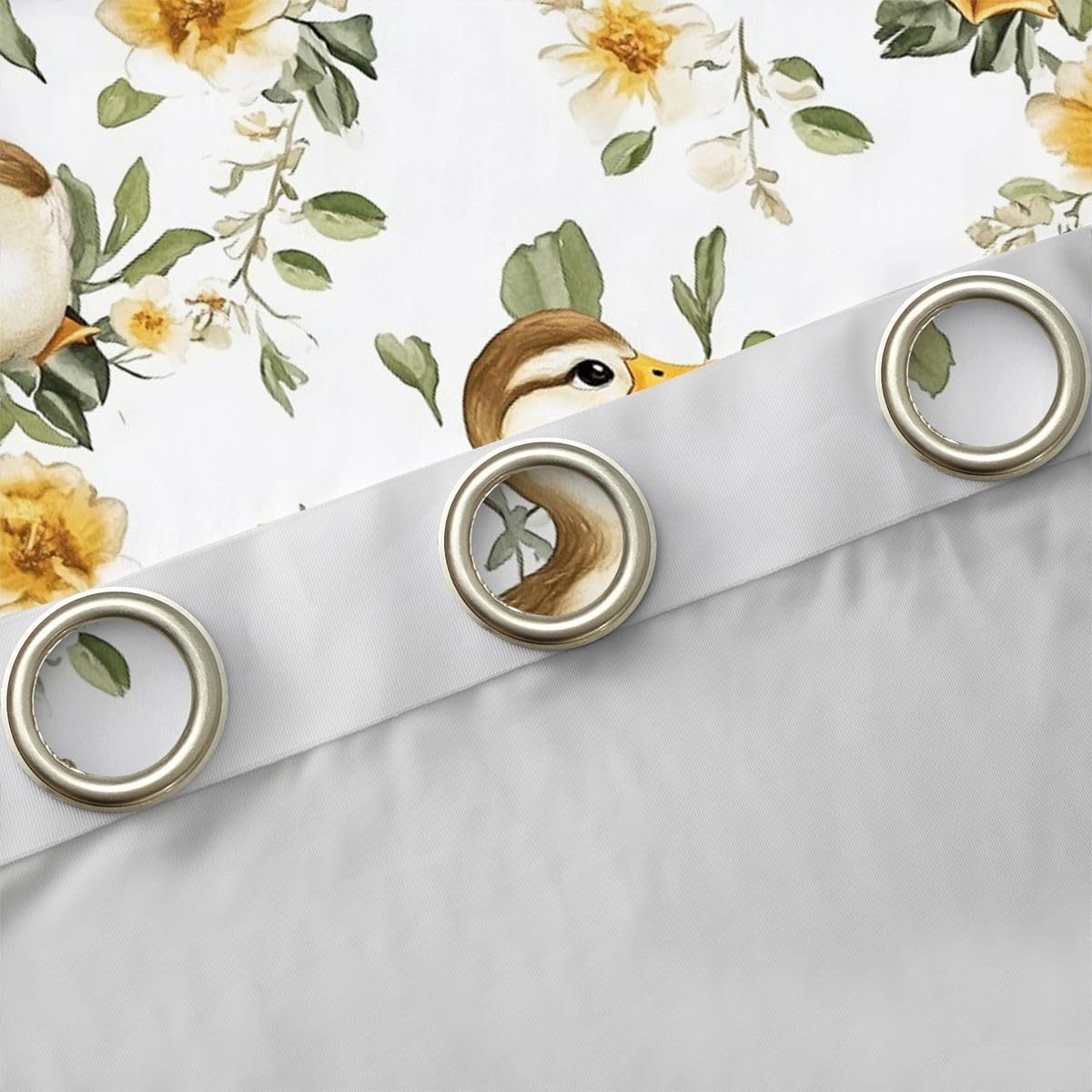Feelyou Cute Duck Blackout Curtains Mallard Duck Darkening Drapes for Bedroom Living Room Decor Botanical Floral Printed Thermal Insulated Shades Window Treatments, 2 Panels 38 x 54 Inch