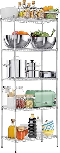 Miniatura 8 de Estantería de alambre de metal de 5 niveles, organizador de estante de cocina, estante de almacenamiento de cocina, estante de aperitivos, estantes