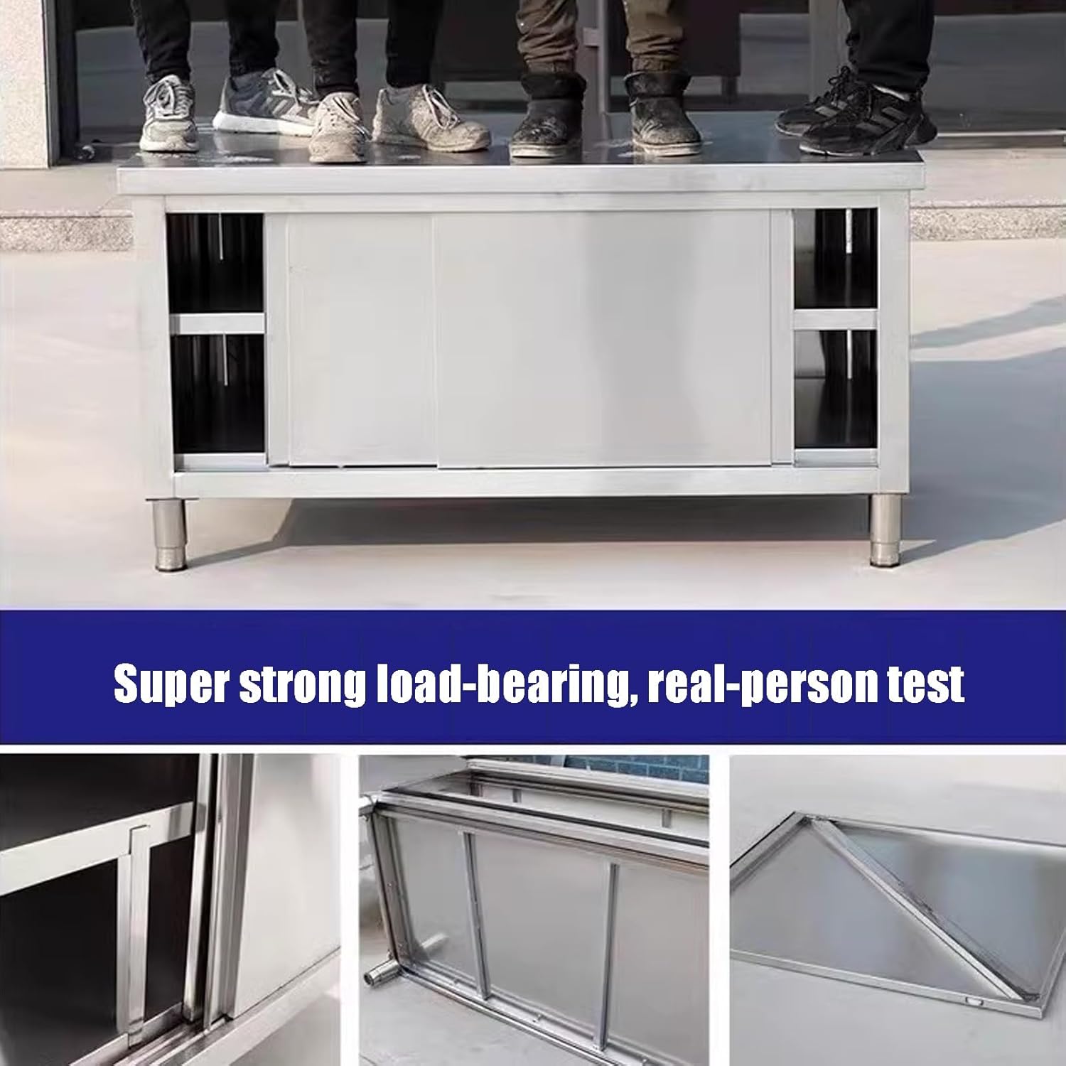 Commercial Stainless Steel Work Table, 3-Tier Kitchen Worktop for Home, Restaurant, Hotel & Garage, Durable 80x40x80cm Stainless Steel Prep Table