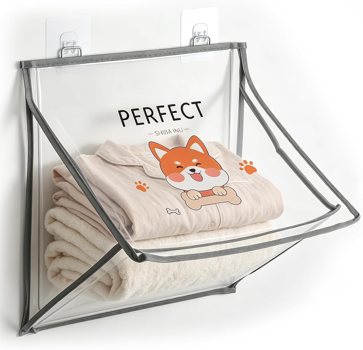 Hanging Closet Organizer Shelves, 3-Tier Fabric Storage Caddy for Clothes, Shoes, Accessories - Medium Size, Running Puppy Design