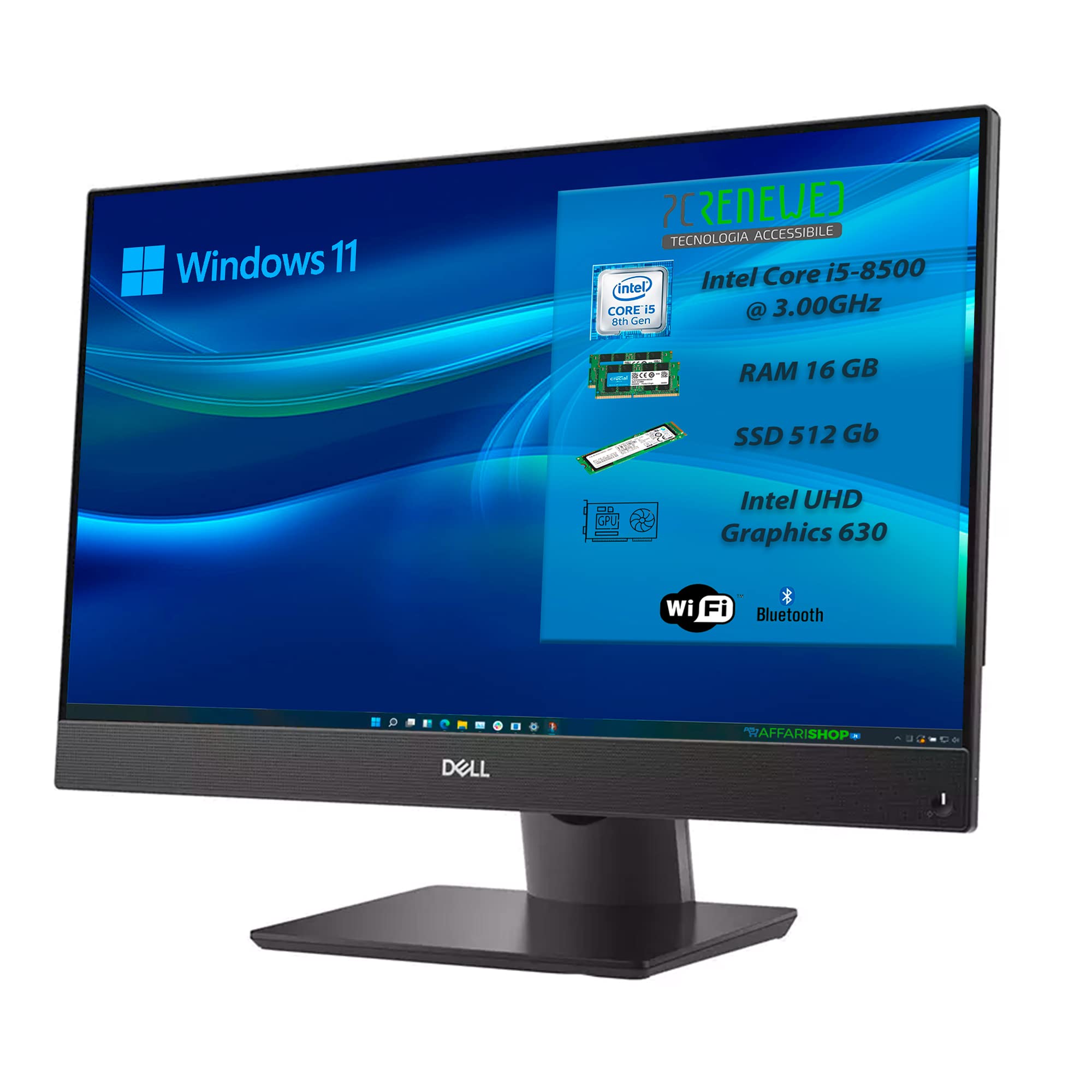 Ordenador de sobremesa Pcrenewed DELL 7460 All-In-One de 23,8 Pulgadas con Intel Core i5-8500 Ordenador Fijo Windows 11 Pro Preinstalado 16 GB RAM 512 GB SSD WiFi Bluetooth (Reacondicionado)