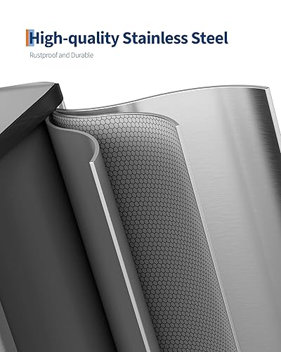 Miniatura 3 de GarveeHome 2 botes de basura doble de acero inoxidable de 10.6 galones con tapa para cocina, combo de basura doble grande y de reciclaje, cubos de