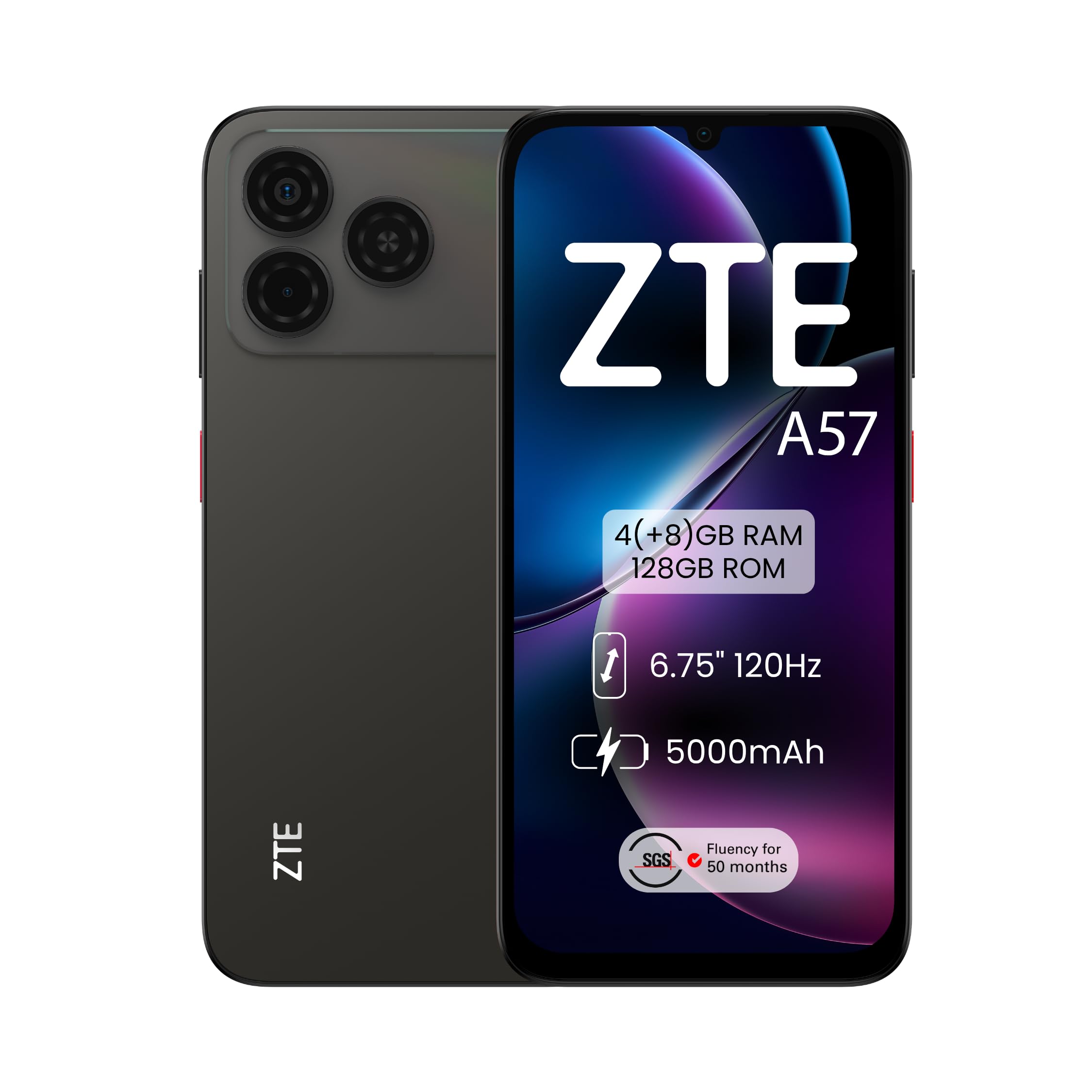 Smartphone ZTE A57 4GB/ 128GB/ 6.75"/ Negro