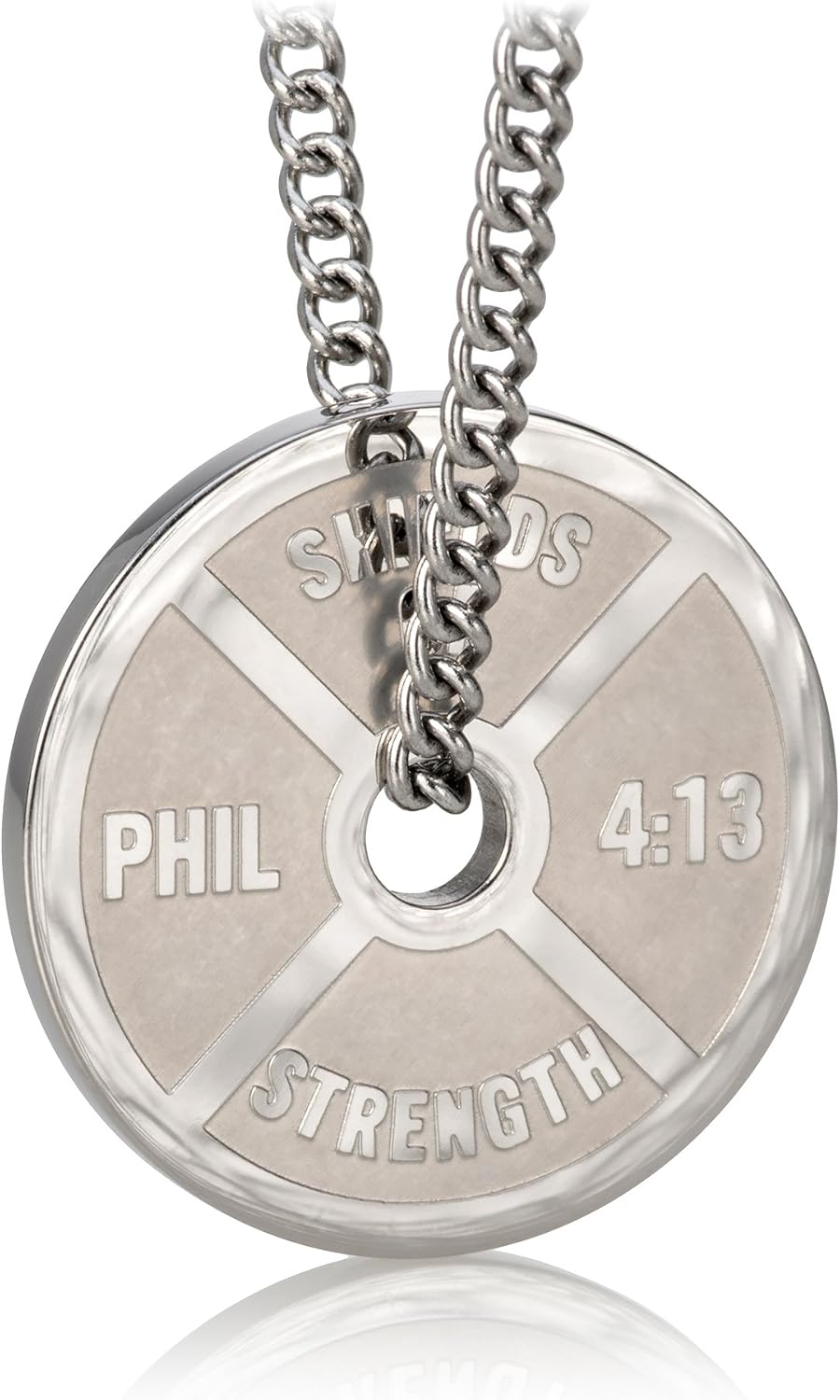 Shields of Strength Mini Weight Plate Necklace-Phil 4:13