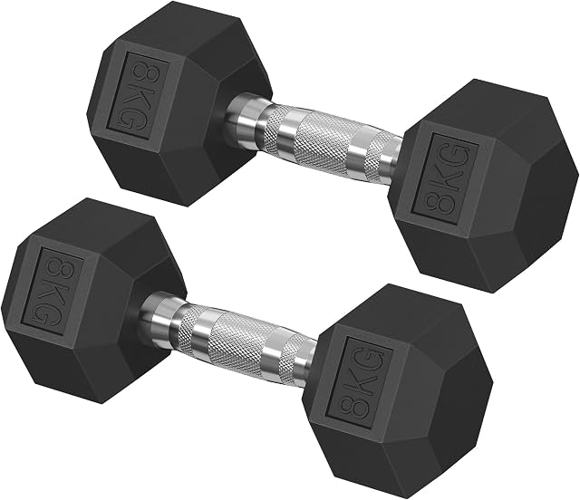 SONGMICS Dumbbell Set, Pair of Hexagonal Dumbbells, Total…
