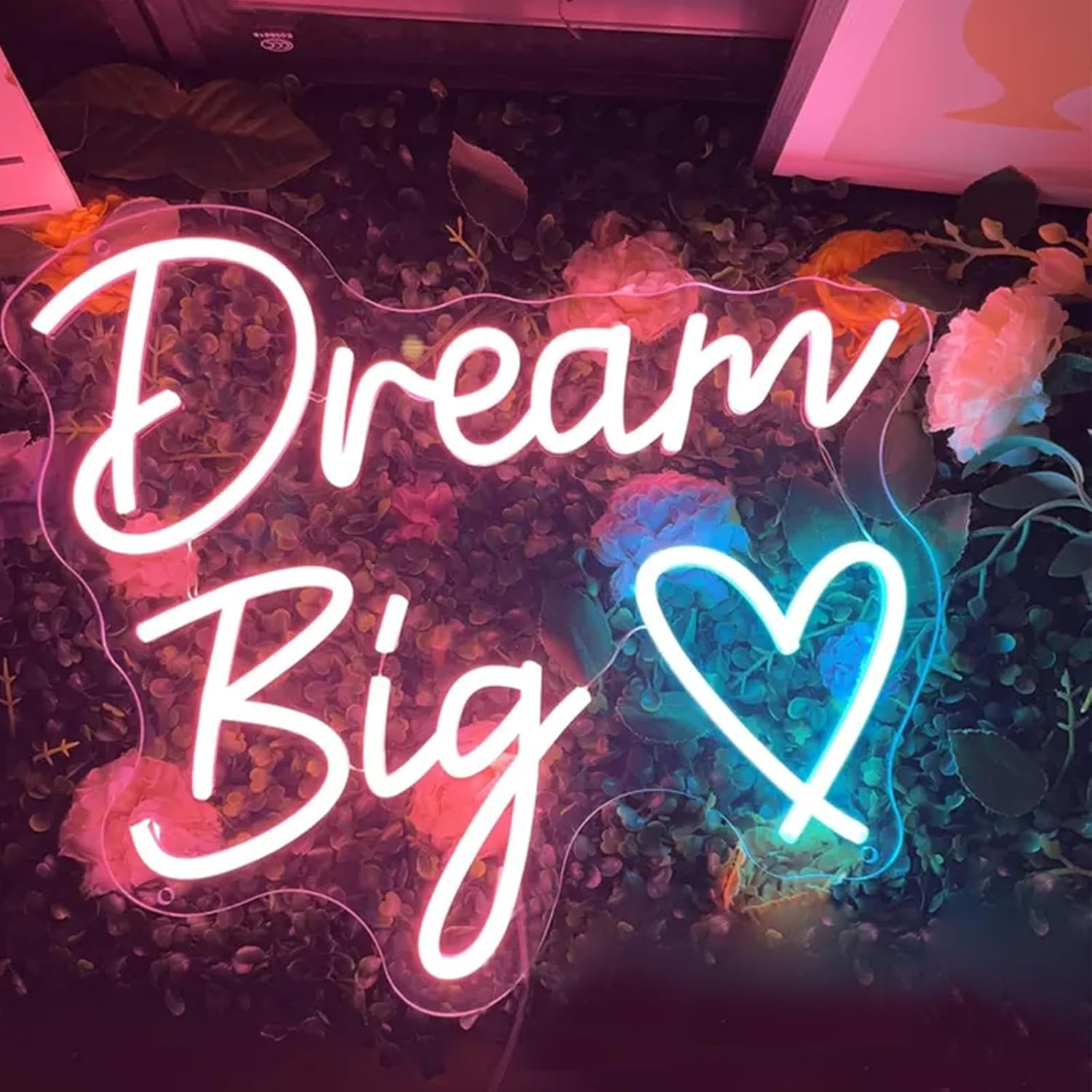 Dream Big Neon Sign 20 inches Led Lights Up Neon Signs Wall Art Decor for Home Bedroom Beauty Salon Bar Shop Party