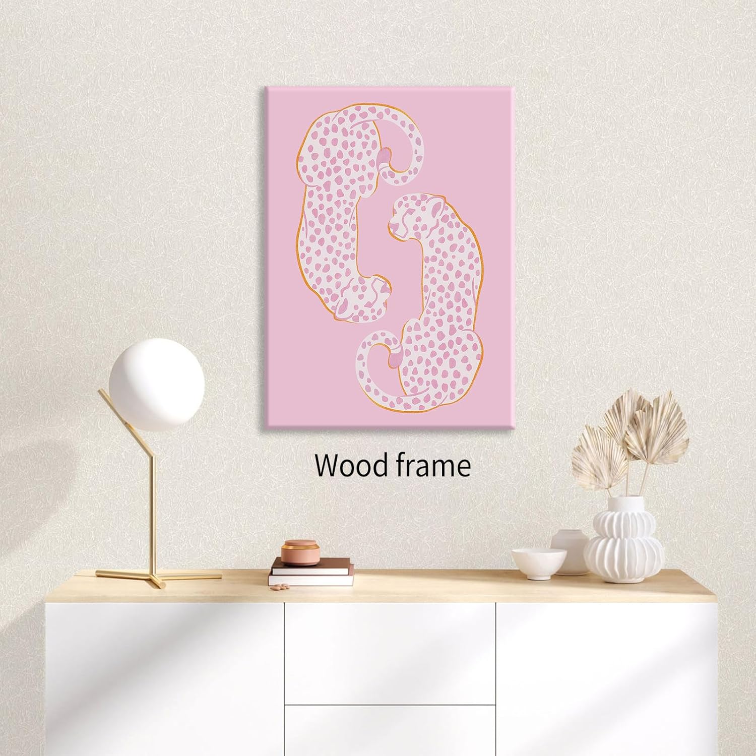 Pink Cheetah Leopard Poster Cool Animal Y2k Wall Art Funky Preppy Dopamine Aesthetic Canvas Prints 12X16 inch Framed Girly Minimalist Wall Decor