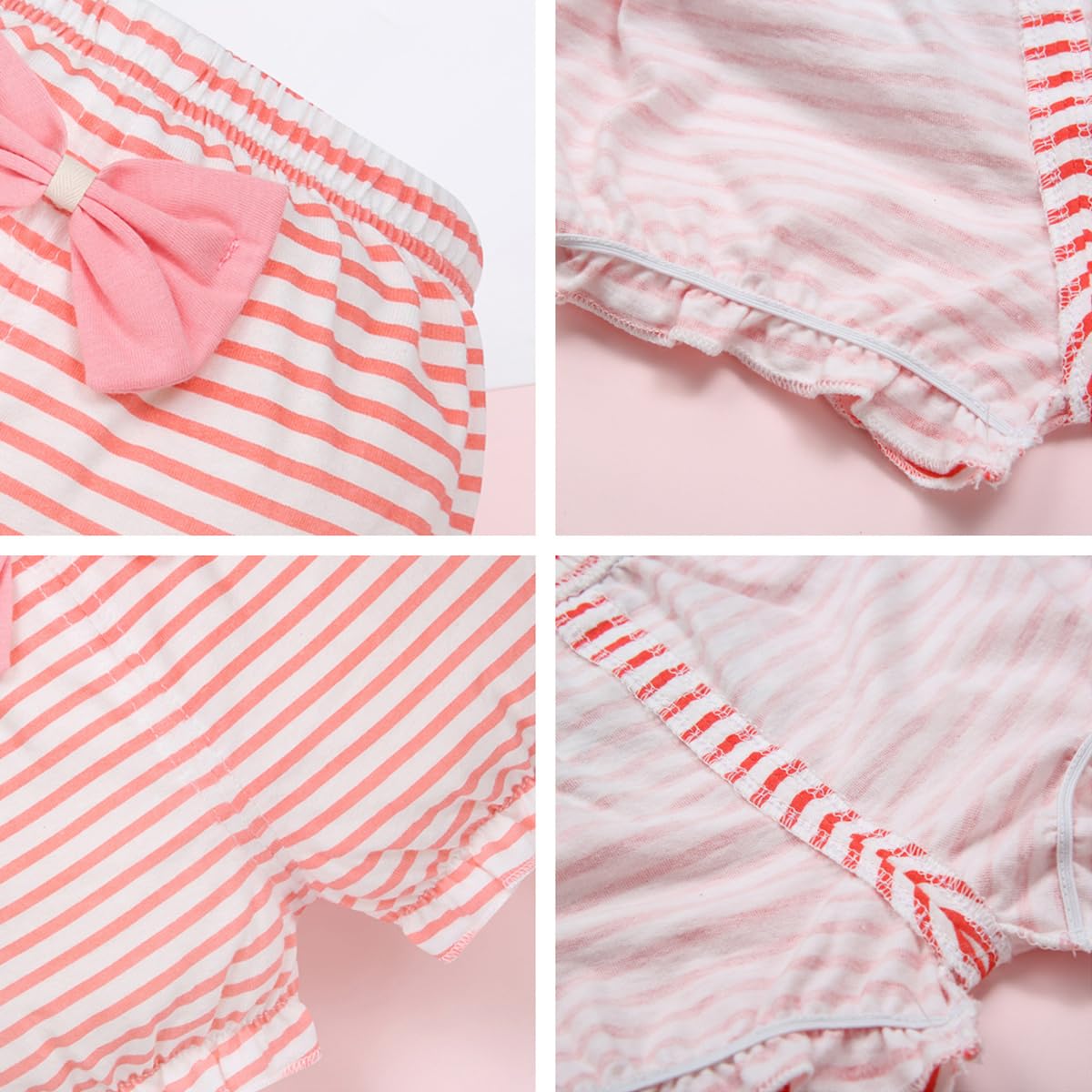 Höschen Packung mit 4 Baby Mädchen Baumwolle Unterwäsche Unterhosen Rüsche Hose Bloomer Shorts mit Bowknot Baby Kleinkinder Windelhosen Sommer Unterwäsche 6 Monate-3 Jahre