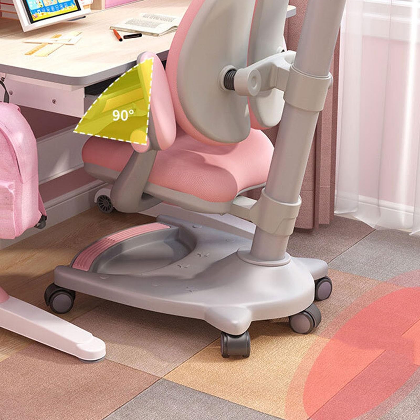 Krzesło biurowe komputerowe- Obrotowe krzesło biurowe dla dzieci z regulowanym oparciem i niskim oparciem, krzesło do nauki dla dzieci z regulacją wysokości, ergonomiczne krzesło biurowe dla dzieci do