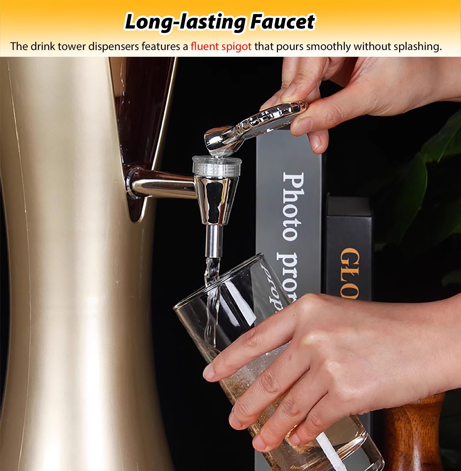 Spillatore Birra Distributore di Bevande in Plastica con Ghiaccio e Rubinetto, Distributore Portatile Mimosa Tower, Torre per Birra Giraffa, Distributore di Bevande Miste(3 L)