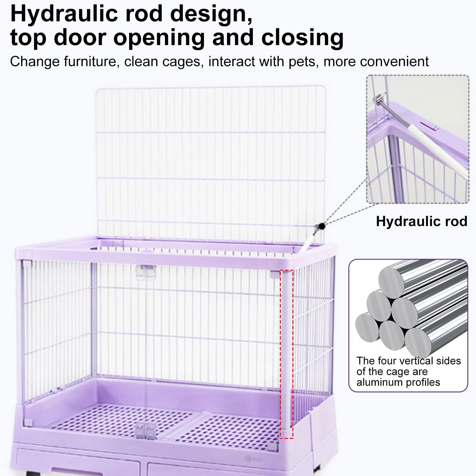 Jaula para Conejos, Parque para Mascotas, Jaula para Animales Pequeños, Jaula para Conejos y Conejillos de Indias, Jaula para Conejos de Interior(Purple)