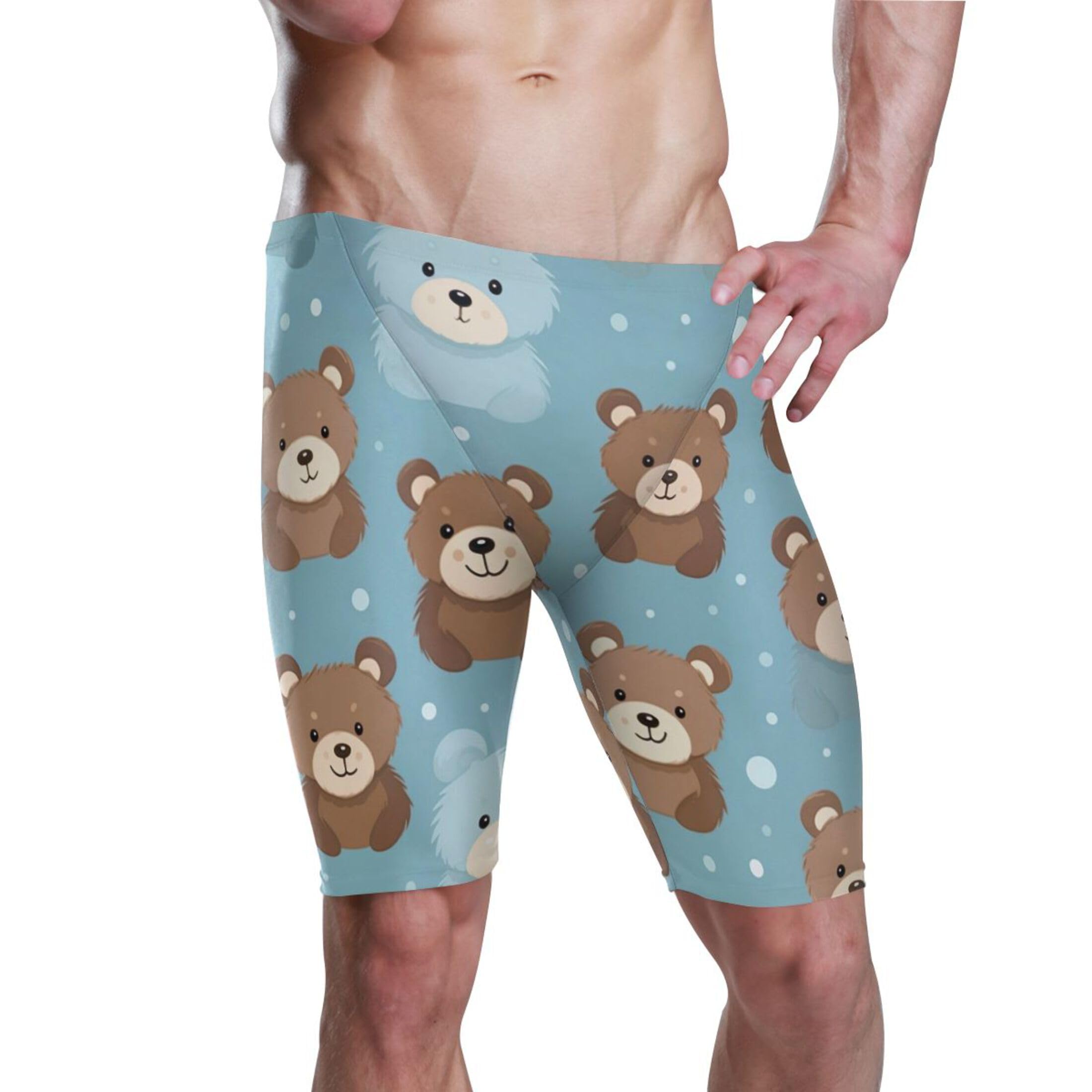 Cute Bear Animal Swim Jammers Swimsuit for Men XXL B0400767