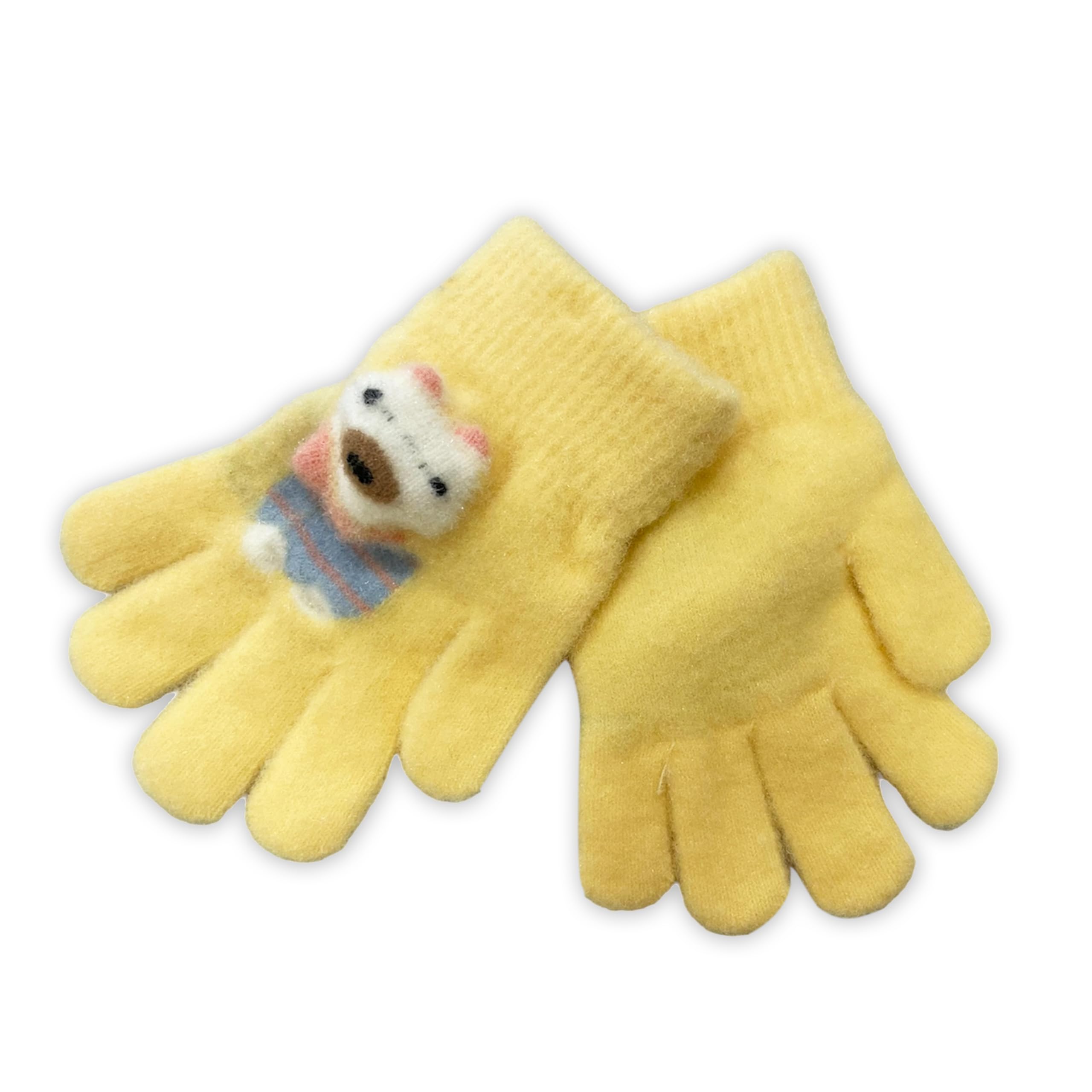 DC DECORIO Acrylic unisex Kids' winter woolen warm gloves for boys & girls (One Pair) (8 To 12 Years, Yellow) - Image 2 thumbnail