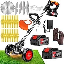 Cordless Edge Trimmer with Battery3 Types of Cordless Lawn Mowers with Removable Blades and Wheels, Lightweight and Low Noise, Home Use for Mowing Garden Lawn Care…