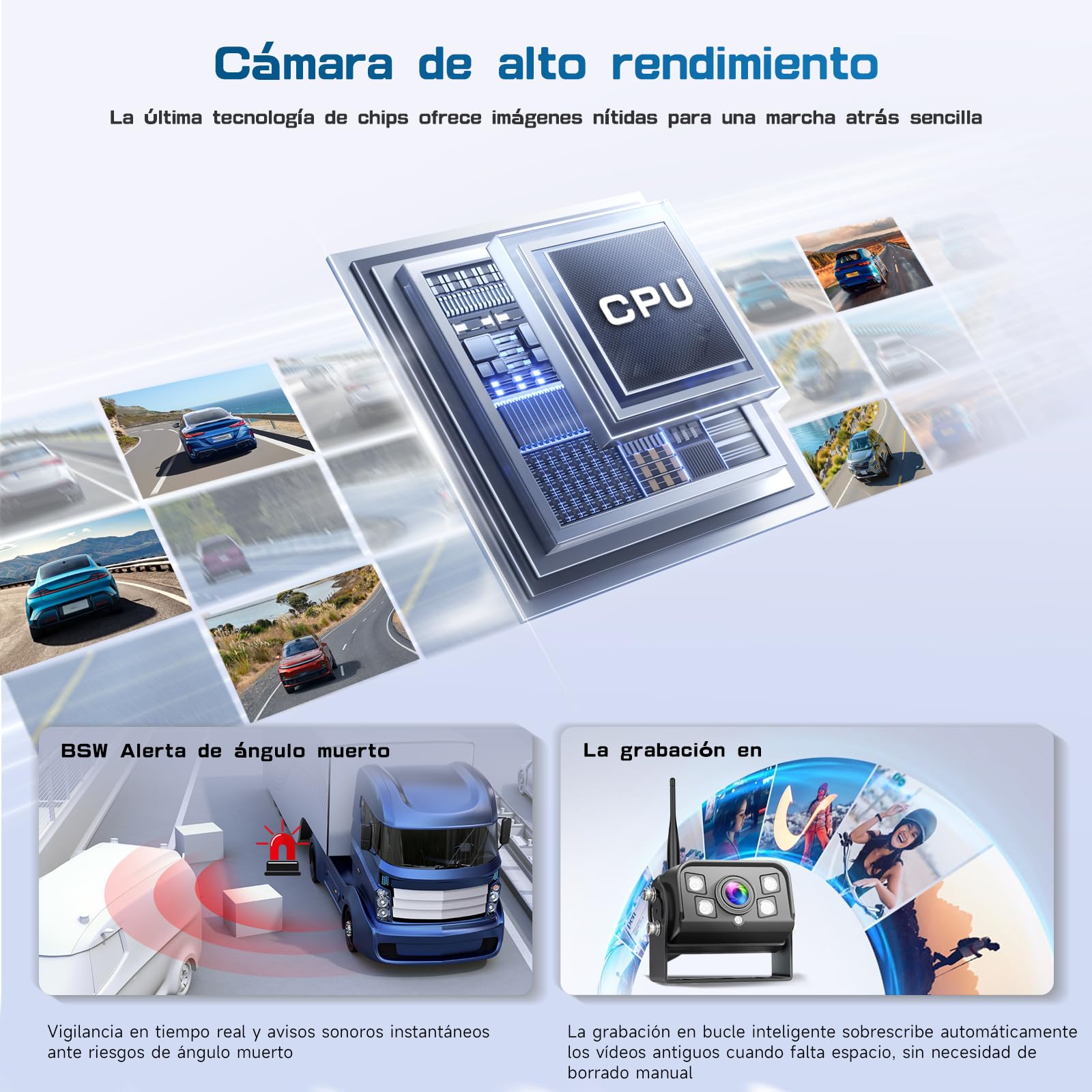 Hikity DVR Cámara Trasera Coche Inalambrica con Monitor IPS de 9" 12-24V | IP68 Impermeable Cámara de Visión Trasera Visión Nocturna BSW Camara Trasera de Coche para Camiones RV Furgonetas Caravanas