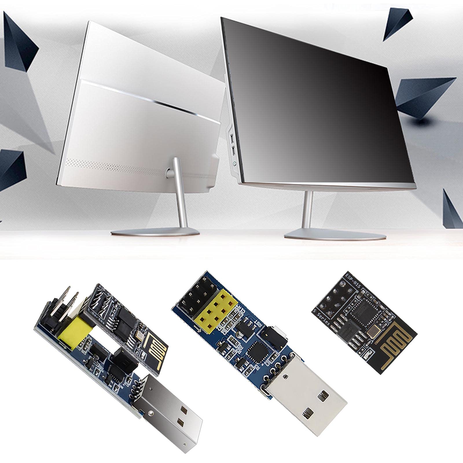 Module WiFi ESP8266 ESP-01 Avec Adaptateur USB - Émetteur-récepteur Sans Fil Pour Arduino Et Raspberry Pi - 2 Pièces Incluses
