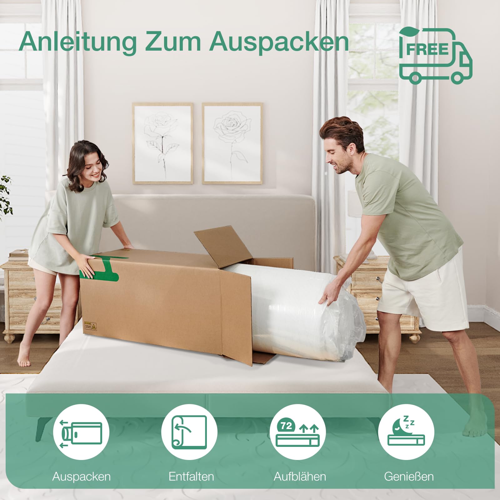 Novilla Matratze 140x200 cm 7 Zonen Tonnentaschenfederkernmatratze Härtegrad H3 Öko-Tex Zertifiziert Taschenfederkern mit Rundum Komfortschaum und Atmungsaktiver Bezug Matratzen Höhe 20 cm