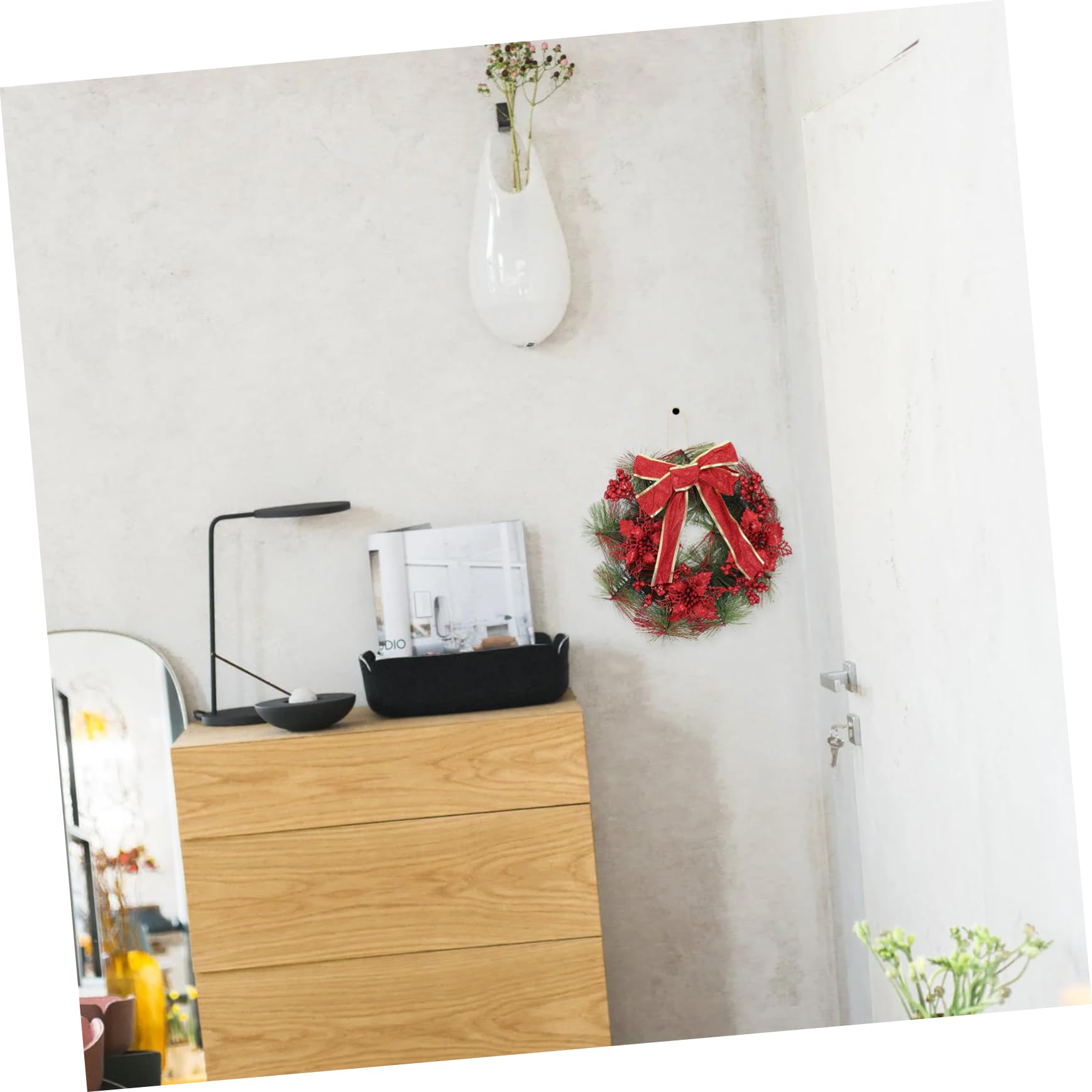 Ciieeo 2 Pièces Guirlande de Noël Decoration Noel Traditionnel Pendentif Noel Fleur Noel Accessoires Photo Noel Guirlande accesoire Noel Ménage Couronne Décoration décorer Plastique Rouge