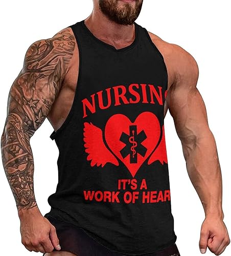 Nursing Angel Heart Men's Tank Tops Print Sleeveless Shirts Workout Gym Muscle T Shirts Tee Tops