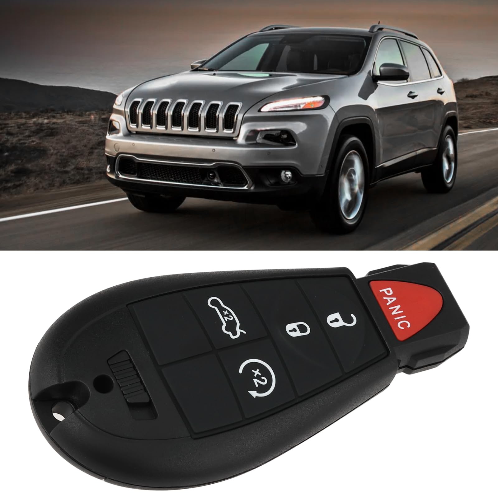 eMagTech 5 Tasten Fernbedienung Schlüssel mit Platine 433MHz Kompatibel mit CHRYSLER 300 Kompatibel mit Jeep Cherokee