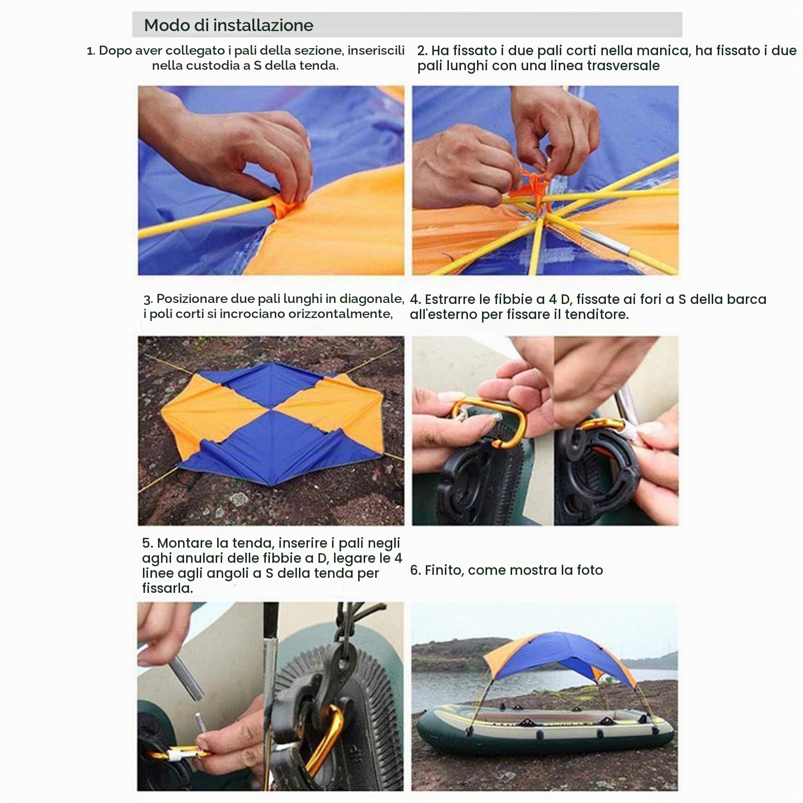 Yiida per Gommone, Tettoia per Tendalino per Kayak, per Canoa Pieghevole, da Sole per Barca A Vela Pieghevole, Copertura per Barca da Pesca, da Campeggio, da Sole, Parapioggia
