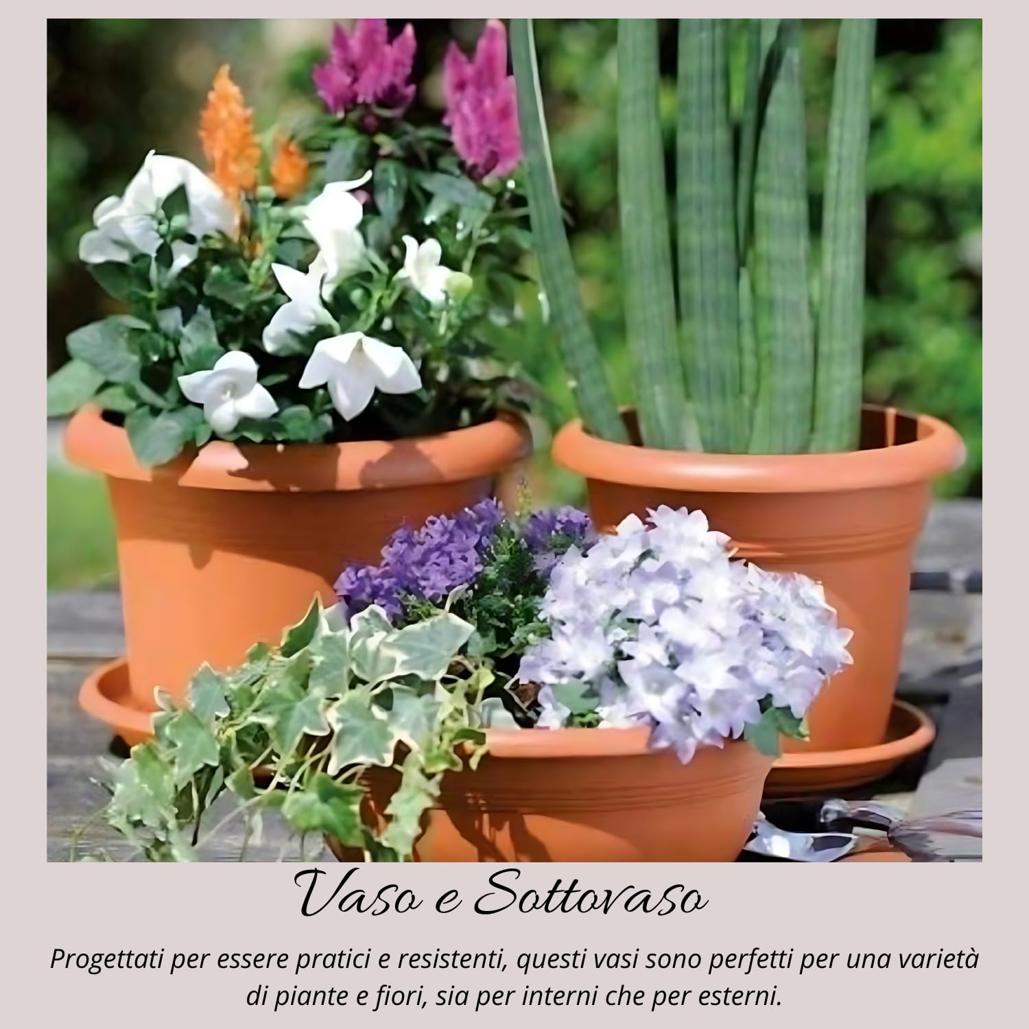 Tomaino - Vaso Per Piante Da Esterno In Plastica, Set Vaso e Sottovaso Varie Misure Per Interno, Casa, Balcone, Orchidea, Avocado, Giardino, Ufficio (Ø 50 cm)