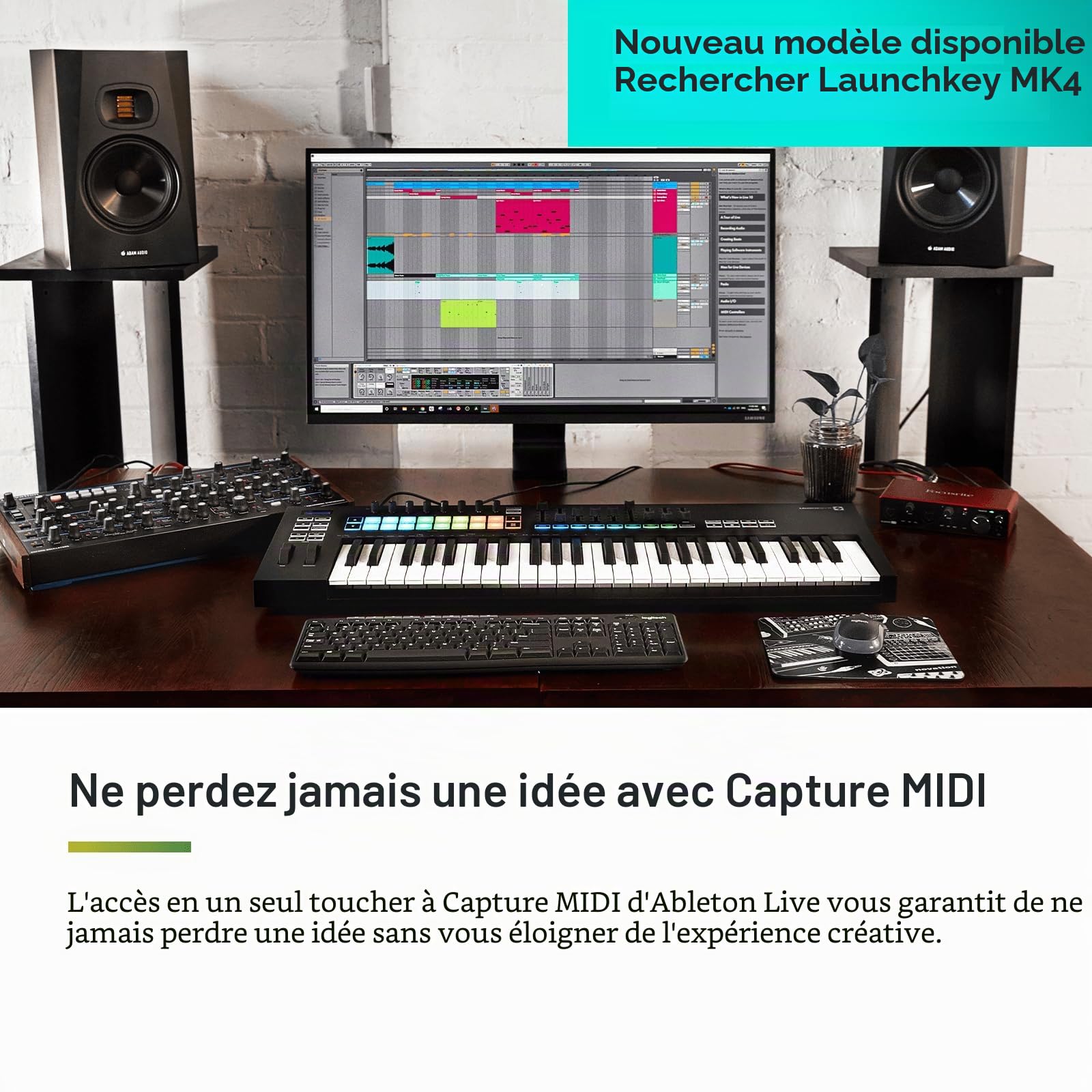 Novation Launchkey 49 [MK3], clavier maître MIDI — intégration parfaite avec Ableton Live. Modes Chord et Scale, et arpégiateur. Tous les logiciels nécessaires à la production musicale.